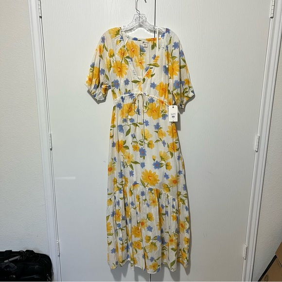 Billabong Lost In Love White and Yellow Maxi Dress Sz M NWT - Picture 2 of 8